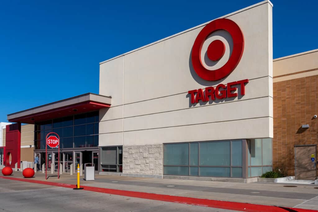 save at Target. Houston, Texas, USA - March 13, 2022: A Target store in Houston, Texas, USA on March 13, 2022. Target Corporation is an American big box department store chain..