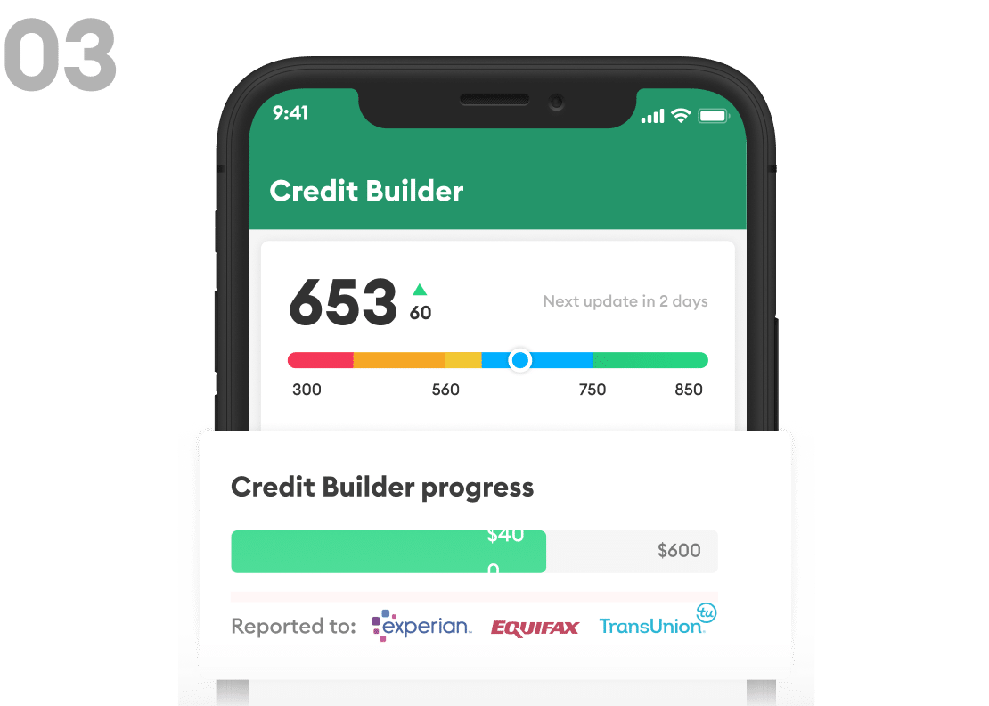 Credit Builder screen showing the progress